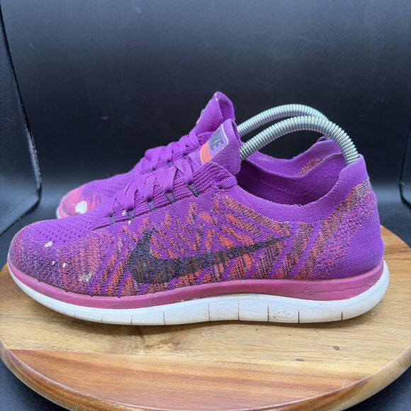 Nike Free 4.0 Flyknit Women Size 8.5 717076-503 Purple Magenta Running Shoes - Picture 1 of 8